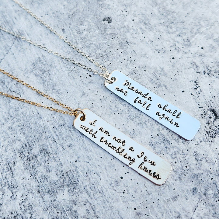 Not a Jew with Trembling Knees Bar Necklace | Jewish Pride Gift for Her Salt and Sparkle